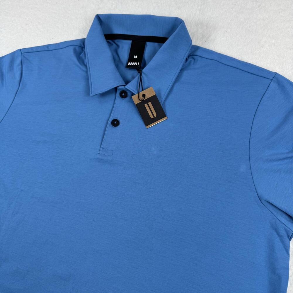 NOBULL Polo Shirt Mens Size M Blue Solid Performance Stretch Training Athletic